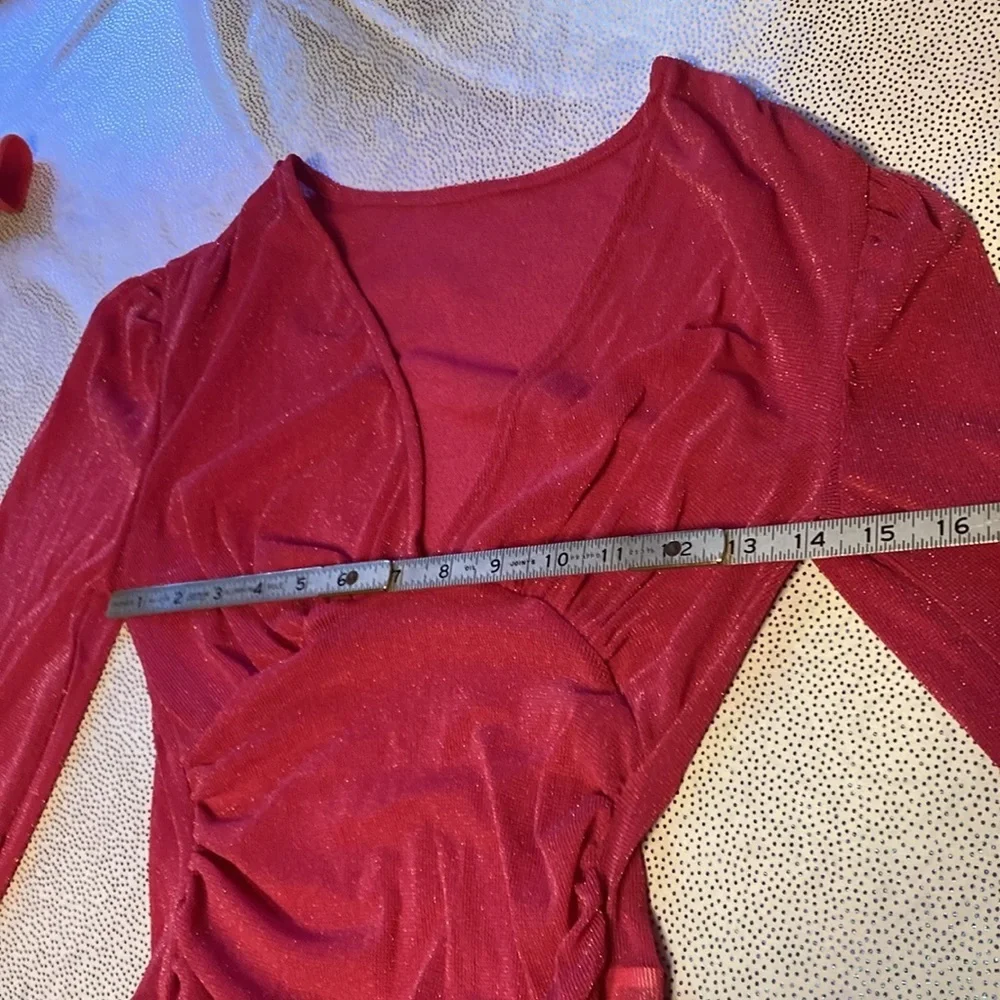 SHEIN Slayr Deep V-Neck Lantern Sleeve Bodysuit size XS new without tag - Picture 11 of 16